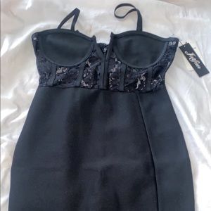 Jutfun black dress with lace. Cute tight short dress good for many occasions!
